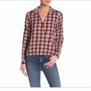 NWT Madewell Maroon Plaid Long Sleeve